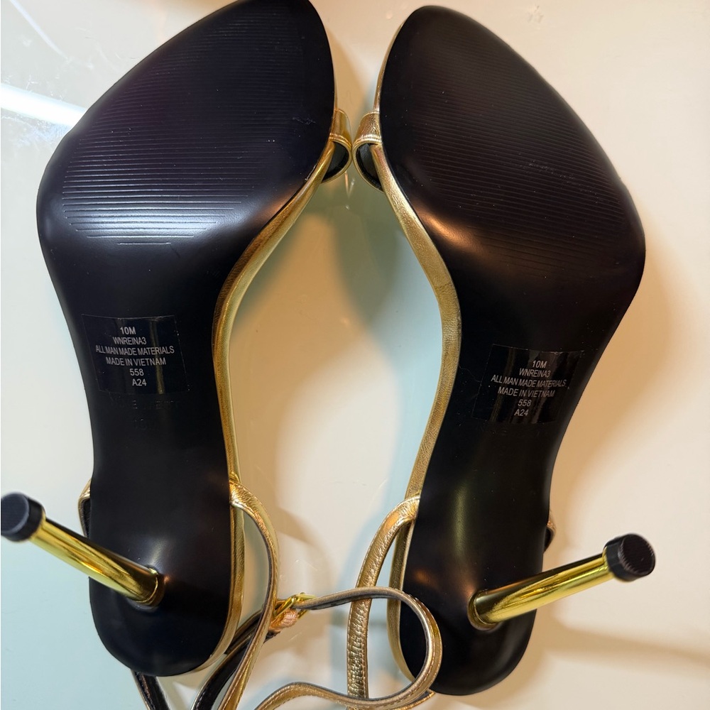 Nine West Black and Gold Metallic Stiletto Heels - Picture 3 of 4